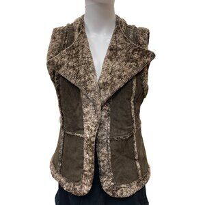 LAL Live a Little Women's Brown Leather Vest Size S SKU 1401
